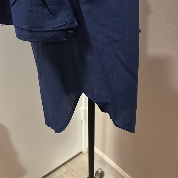 ELIZABETH Hurley Cotton Beach Navy Beach Cover Ruffle Neck and Sleeve size M - Picture 7 of 11